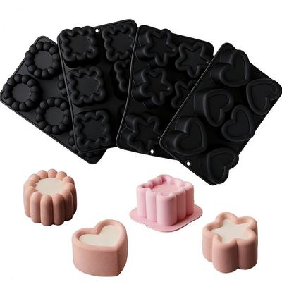 Square Flower Heart Shaped Mousse Cake Mold Non-stick Soap Mould Silicone Cake Mold  Kitchen Tools