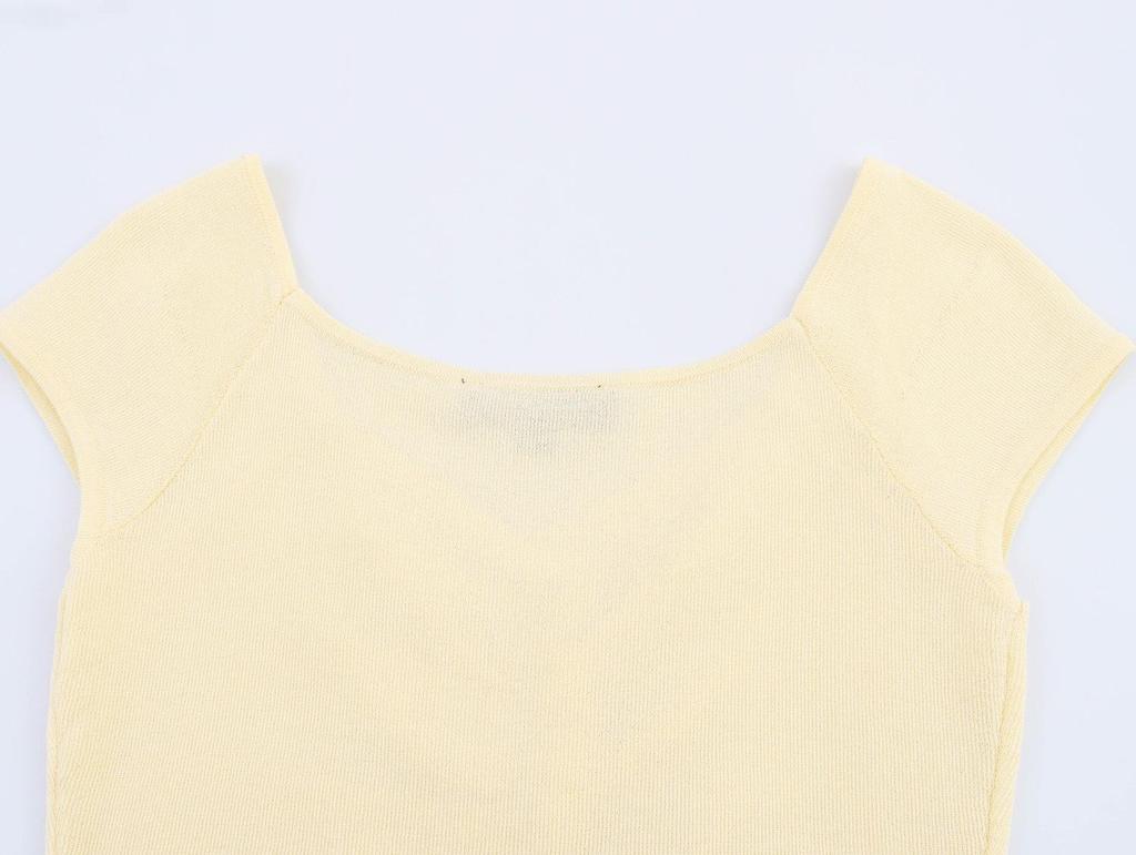 Spring 2025 Women's European & American Fashion Pleated Knit Top