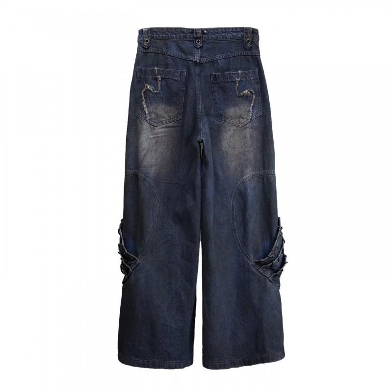 Jeans Anchos Rectos Desgastados Rasgados para Mujer - Corte Relajado Tiro Medio Algodón Vaquero Lavado Vintage