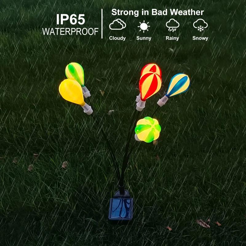 New Solar Hot Air Balloon Swing Light 6LED Firefly Ground Plug Light Courtyard Garden Camping Starburst Lawn Light