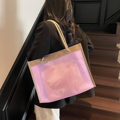 Women's Bag Summer New Transparent Large-capacity Bag Handbag Jelly Shoulder Large Bag Mother and Child Bag