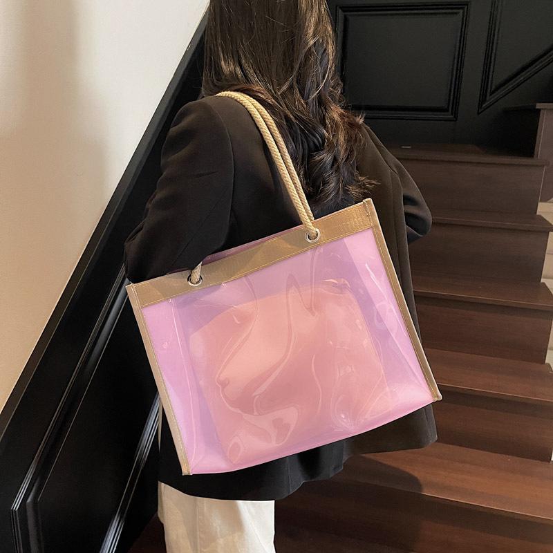 Women's bag summer new transparent large-capacity bag handbag jelly shoulder large bag mother and child bag