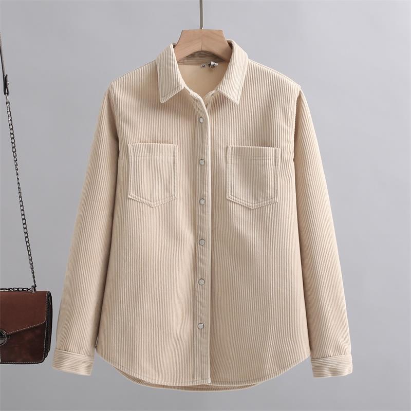 Women's Fleece-Lined Corduroy Shirt: Slim, Warm, and Versatile for 2025 Autumn/Winter Collection