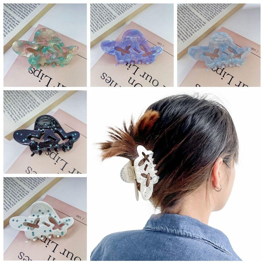 

Colorful Hollow Butterfly Hair Claw Diamond Butterfly Shark Clip Acetic Acid Claw Clip Party