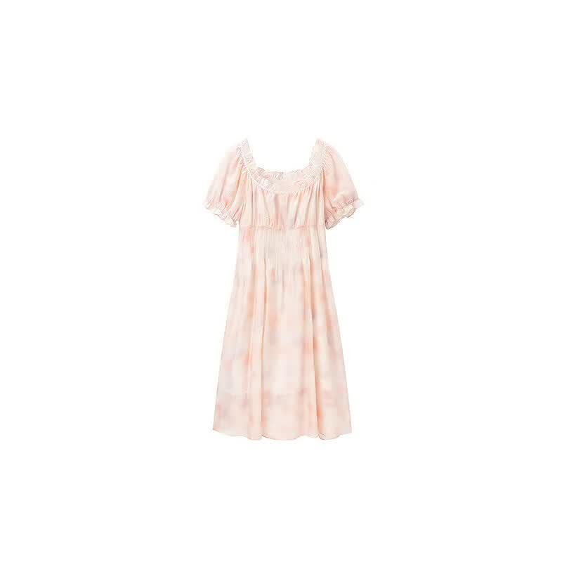 Ledin Floral Puff Sleeve Square Neck Dress L