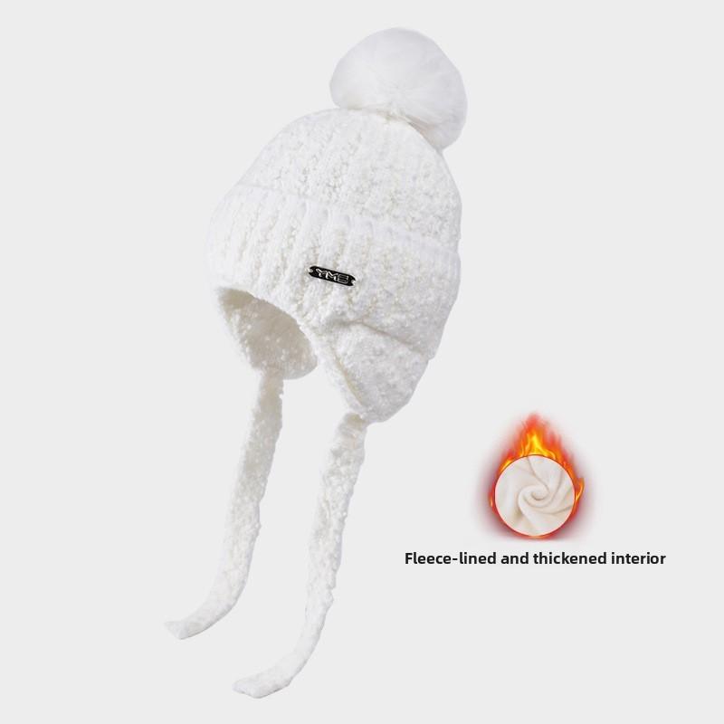 

Stylish Style Knit Beanie Hat With Fleece Lining For Cold Weather Headgear білий