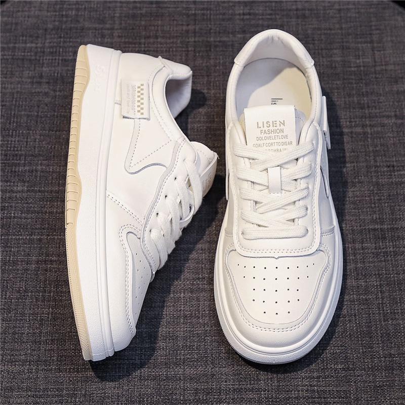 Leather women's shoes soft-soled white shoes spring new versatile flat baseplate shoes casual sports shoes