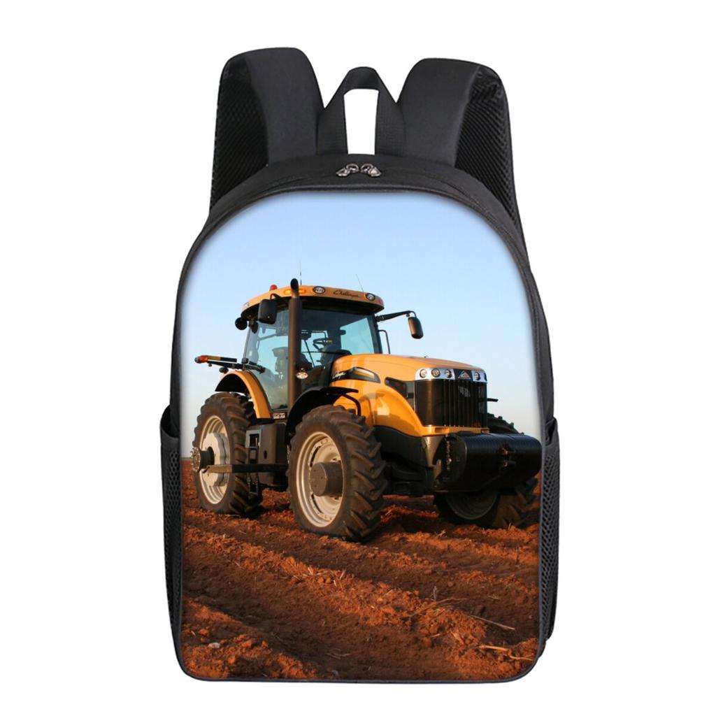 Excavator Printing Single Layer Backpack for Boy and Girls Best Gifts 2D Flat Cartoon School Bags for Children