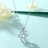Ladies 925 Sterling Silver Flower Necklace Women's Premium Sense Oval Zircon Petal Pendant Clavicle Chain