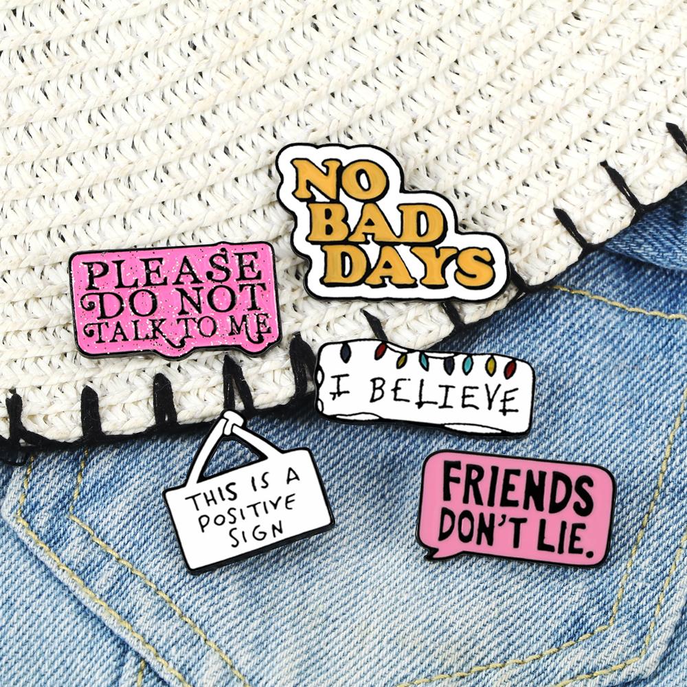 Quote Funny Enamel Pins Live Life Happy Brooches Lapel Pin Power Letter Custom Shirt Bag Motivational Badge Friends Gift Jewelry
