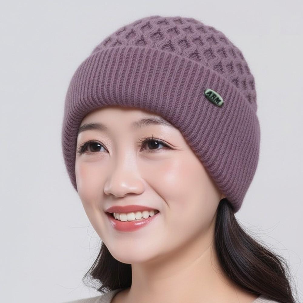 

Keep Warm Beret Hat Ear Protection Plush Cap Casual Winter Hat for Women фіолетовий/синій
