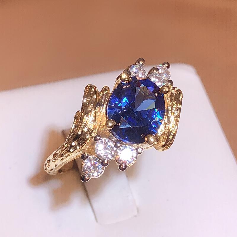 Sapphire Ring For Women Stamp Jewelry With Gemstones Branch Vine Trendy Female Accessory For Party Gift