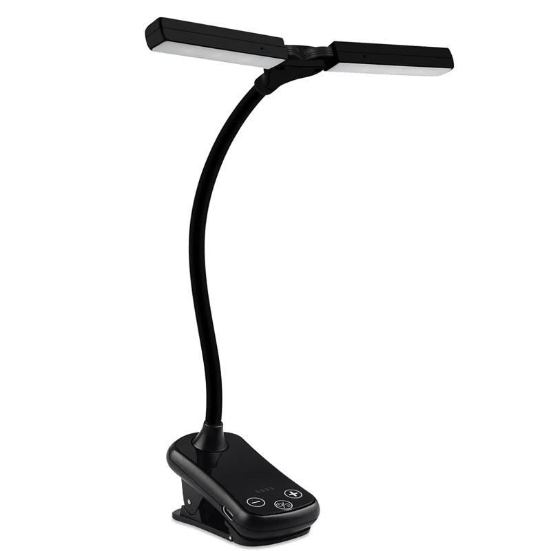 Reading Lamp Dimmable Chargeable Extendable Double Head Flicker-free Illumination Type-C 14LED Amber Book Light Home Supply QingHai