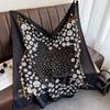 Fashion personalized twill flower chain printed silk scarf 91 large square scarf Korean retro decorative thin scarf