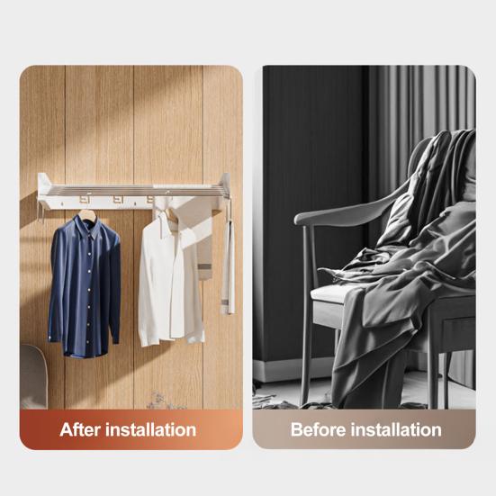 Faltbarer Wäscheständer Wandmontierter Wäschetrockner mit 4 Edelstahlstangen Platzsparender faltbarer Handtuchhalter für Badezimmer Wäsche Balkon