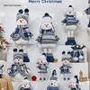 Blue Plush Snowman Doll - Cute Christmas Decoration Toy for Windows and Counters