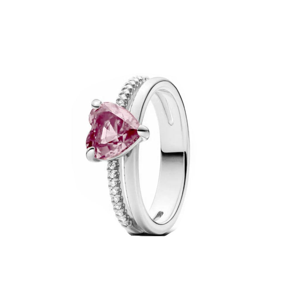 European New 925 Silver Size 6, 7, 8, 9 Heart-Shaped Flower Shaped Ring Suitable for Wedding Parties Women's Exquisite Luxury