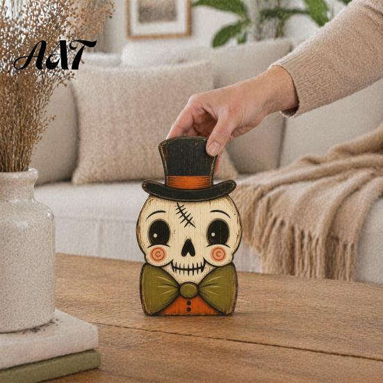 Vintage Style Desktop Ornaments Halloween Tiered Tray Decorations, Wooden Tabletop Ornaments, Centerpiece Rustic Farmhouse Holiday Decor
