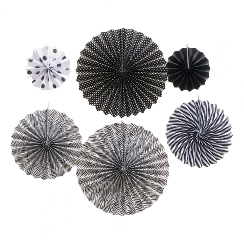 6Pcs Tissue Paper Lantern/Pom Poms Flower/Rosette Fans Paper Fan Wall Decoration Background Ceiling Hanging Ornaments