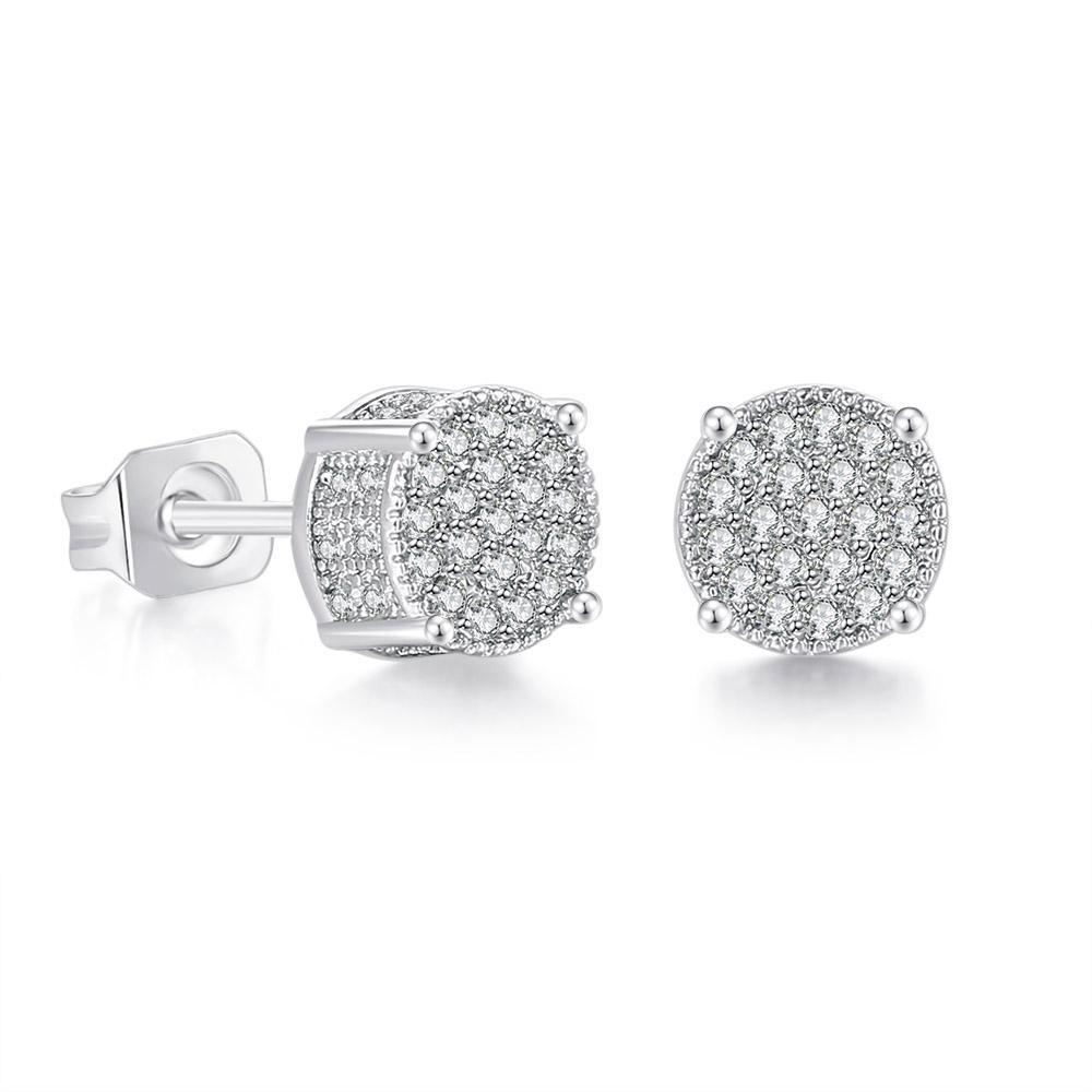 Hiphop Rock Stud Earrings For Women Classic Gold Color Jewelry Crystal Iced Out CZ Piercing Cartilage Ear Accessories Wholesale