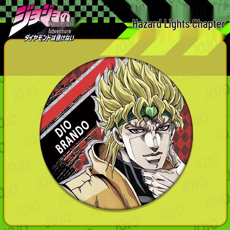 JOJO's Bizarre Adventure Double Flash Badge: HD Print, 75mm/58mm Diameter, Anime Button Pin