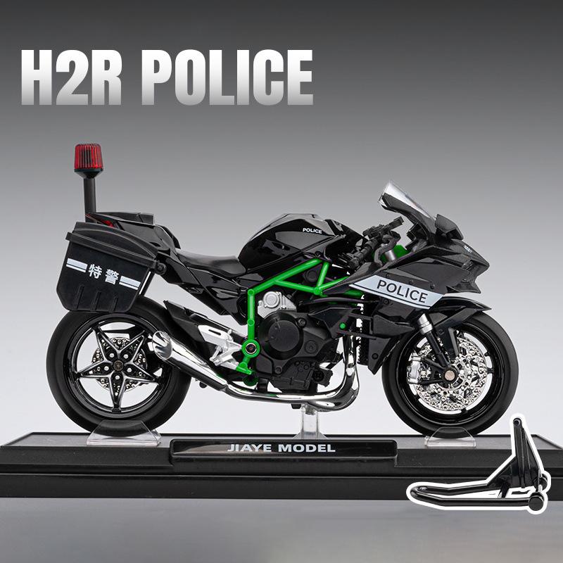 1:12 Ninja H2R Police Alloy Die Cast Motorcycle Model Vehicle Collection Sound and Light Off Road Autocycle Toys Car