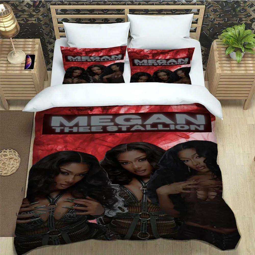 

Rapper Megan Thee Stallion Bedding Sets Exquisite Supplies Set Duvet Cover Bed Comforter Set Bedding Set Luxury Birthday Gifts (135x200cm)