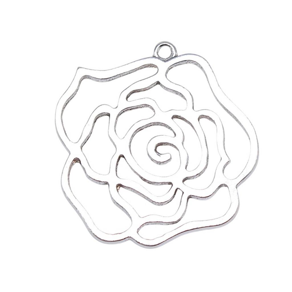 Vintage Rose Flower Pendant Necklace Handmade Flower Beads with Loop DIY Jewelry Making Flower Beads Dangle Pendants