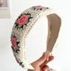 Pretty Knitting Floral Embroidery Tape Knotted Hairbands for Women Girls Shopping Party Photography Head Wears