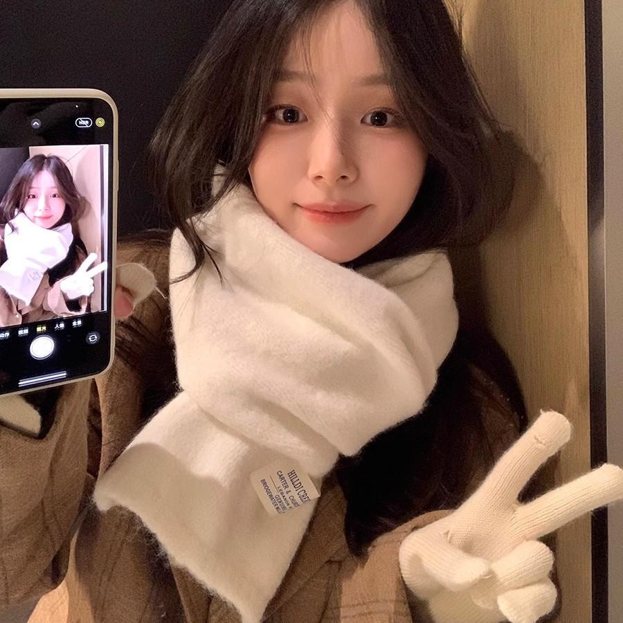 Neu Gestrickte Wolle Gestrickte Kaschmir Schal Für Frauen Paare Neue Vielseitige Feste Farbe Schal