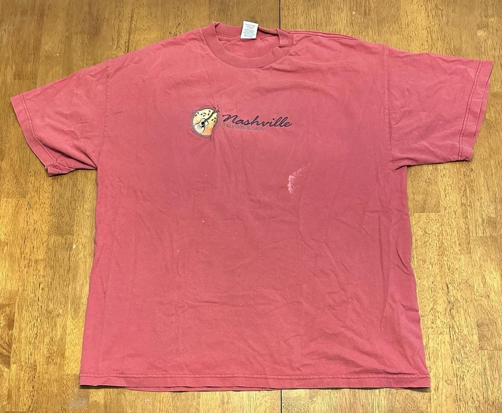 Vintage 90s Nashville Tennessee T Shirt 2XL Embroidered Guitar Music City
