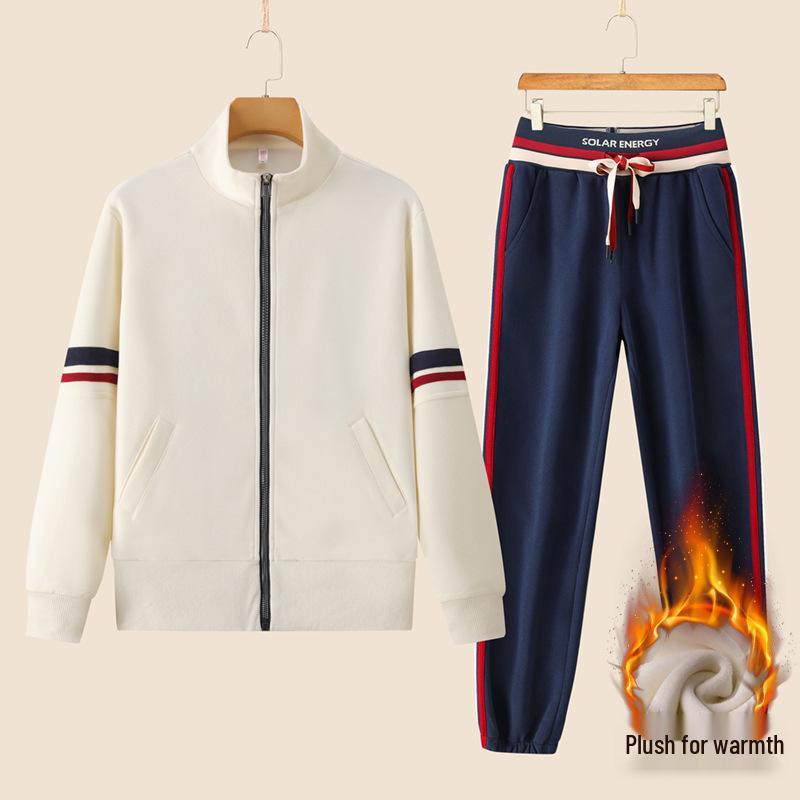 Winter Women's Fleece-Lined Slim Fit Cardigan & Joggers Fitness Set