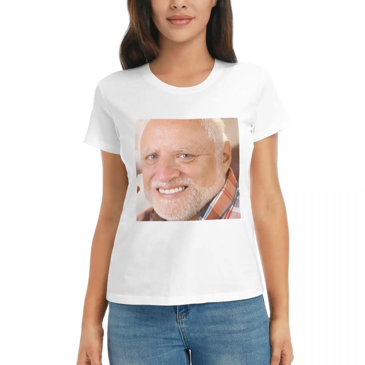 Women TShirt Hide The Pain Harold Meme Summer Short Sleeve Tees Crew Neck Cotton T Shirts Clothes Tops Streetwear S