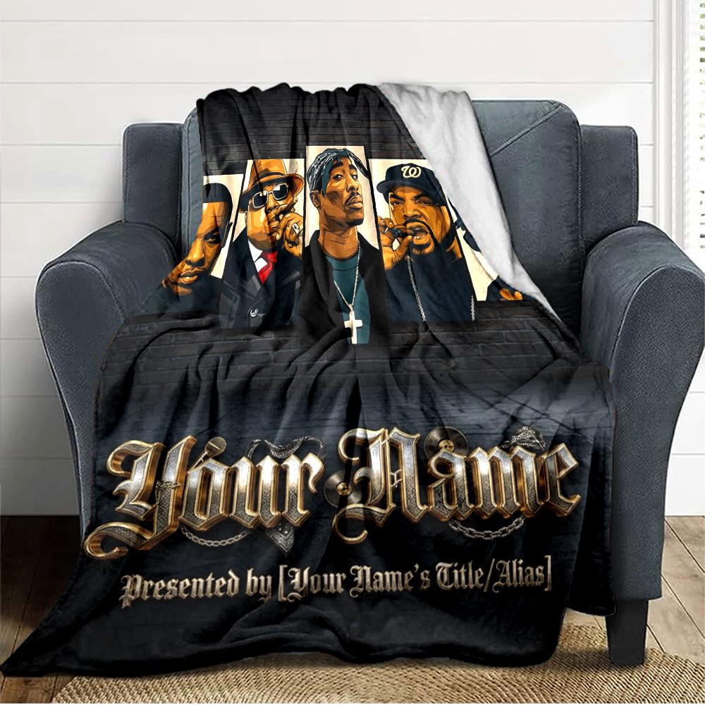 Name Custom Rappers Print Flannel Blanket High Quality Warm Comfortable Cover for All Seasons Perfect for Gifts Home Decor