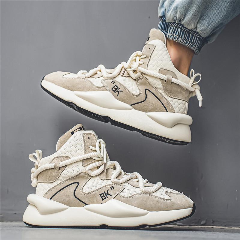 Hot sale Vintage Brown Men Fashion Sneakers 2024 Quality Men's High top Shoes Sneakers Designer Platform Sneakers Men zapatillas