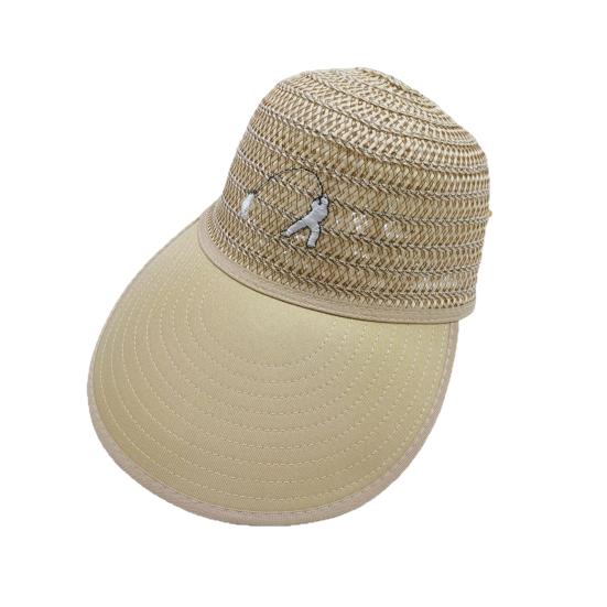 

Men Summer Fisherman Hat Hollow Straw Weaving Full Face Sun Protection Wide Brim Western Cowboy Hat with Black Ribbon Decor Foldable Beach