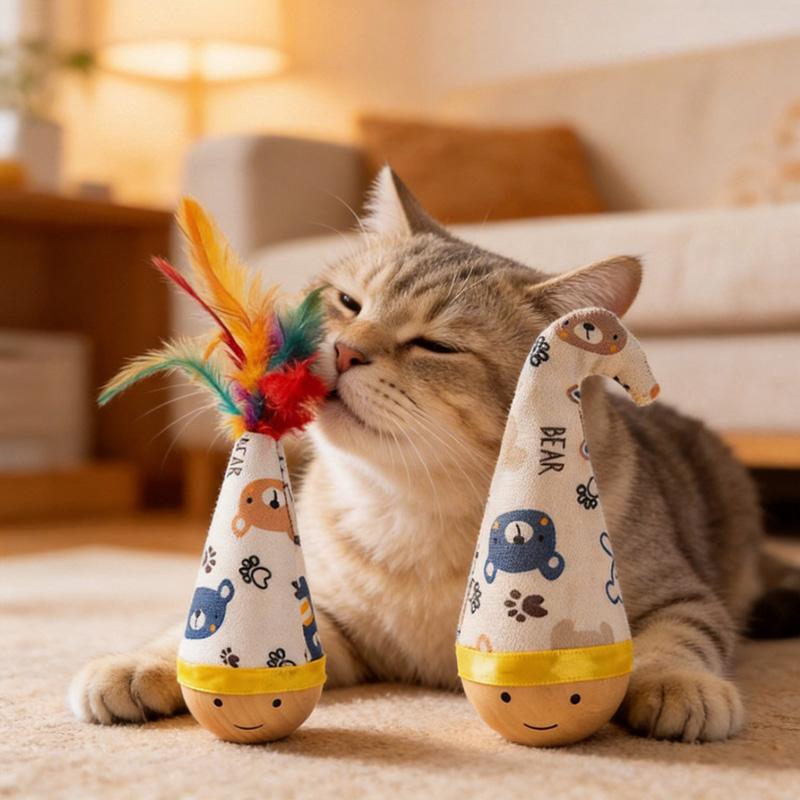 1/2/5pcs Cat Toy Swing Toy Dynamic Shaking Interactive Game Specially Designed Cats Independent Playtime Feather Style Pet Toy