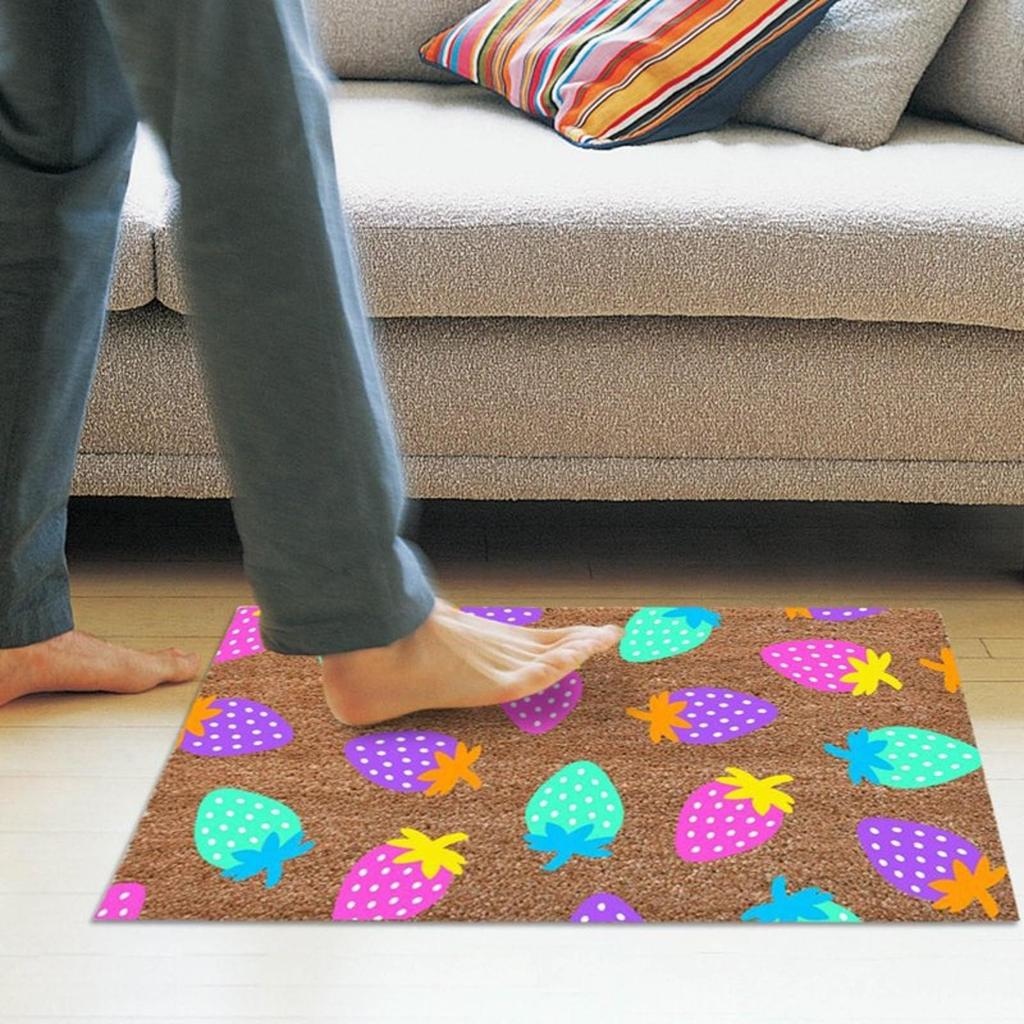 Beach Flowers & Fruit Summer Welcome Polyester Doormat Indoor/Outdoor, 16x24., Non-