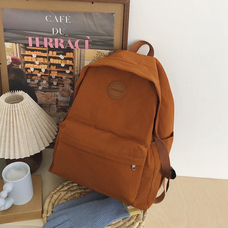 Spring New Nylon Lightweight Sports Backpack Ins Large Capacity Solid Color Student Schoolbag Casual Backpack