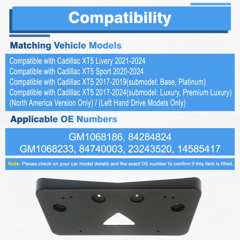 Car Front License Plate Frame Mounting Bracket For Cadillac XT5 Livery Sport Base Platinum Luxury 2017-2024 GM1068186 84284824