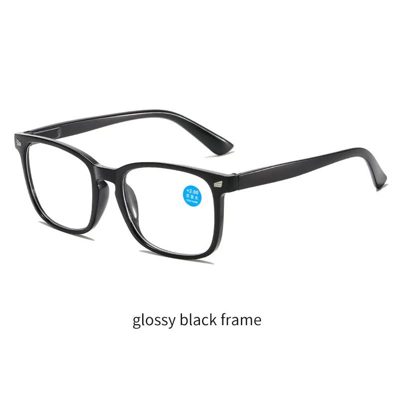 Fashion Large Frame Anti Blue Light Spring Leg Reading Glasses Women Men Unisex Diopter 0 +1.0 +1.5 +2.0 +2.5 +3.0 +3.5 +4.0