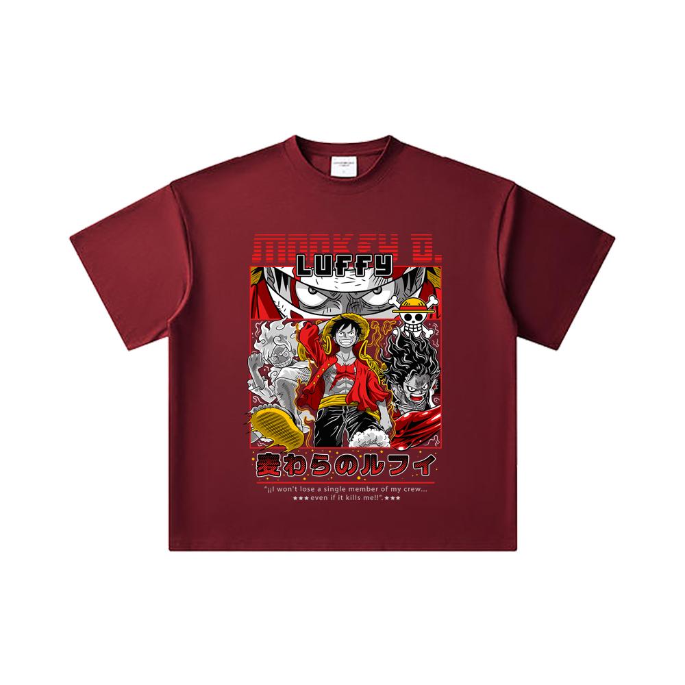 260 GSM Double Yarn 32 Count 100% Cotton One Piece V16 Luffy Print Unisex Heavy Cotton T Shirt