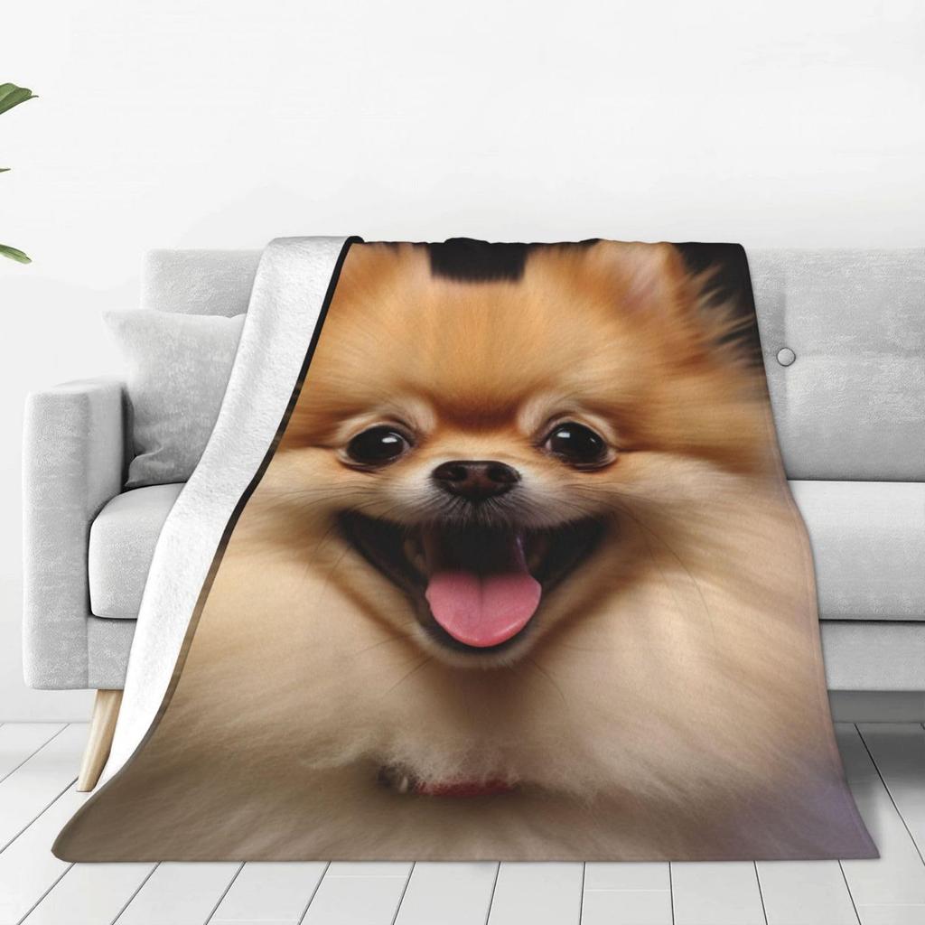 Cute cartoon dog Printed Blanket for Sofa Bed Travel Camping Living Room Office Conditioning Blanket for All Seasons Gifts