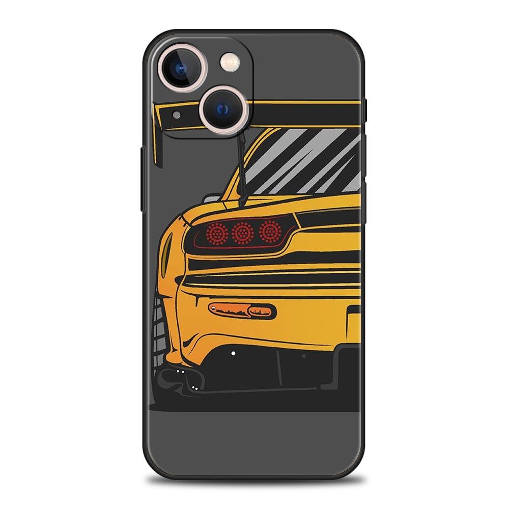 

Luxury Phone Case For iPhone 11 12 13 15 16 14 Pro Max X XR XS 7 8 Plus 2020 Black Silicone Cover Funda Japan JDM Sports Car iPhone 11Pro Max