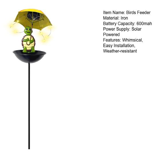 Yousheng Solar Vogelfutterhaus Frosch Gartenfigur mit beleuchtetem Schirm Outdoor Schildkröte Solarleuchte Kolibri-Futterhaus mit Stab für Hofkunst Rasen