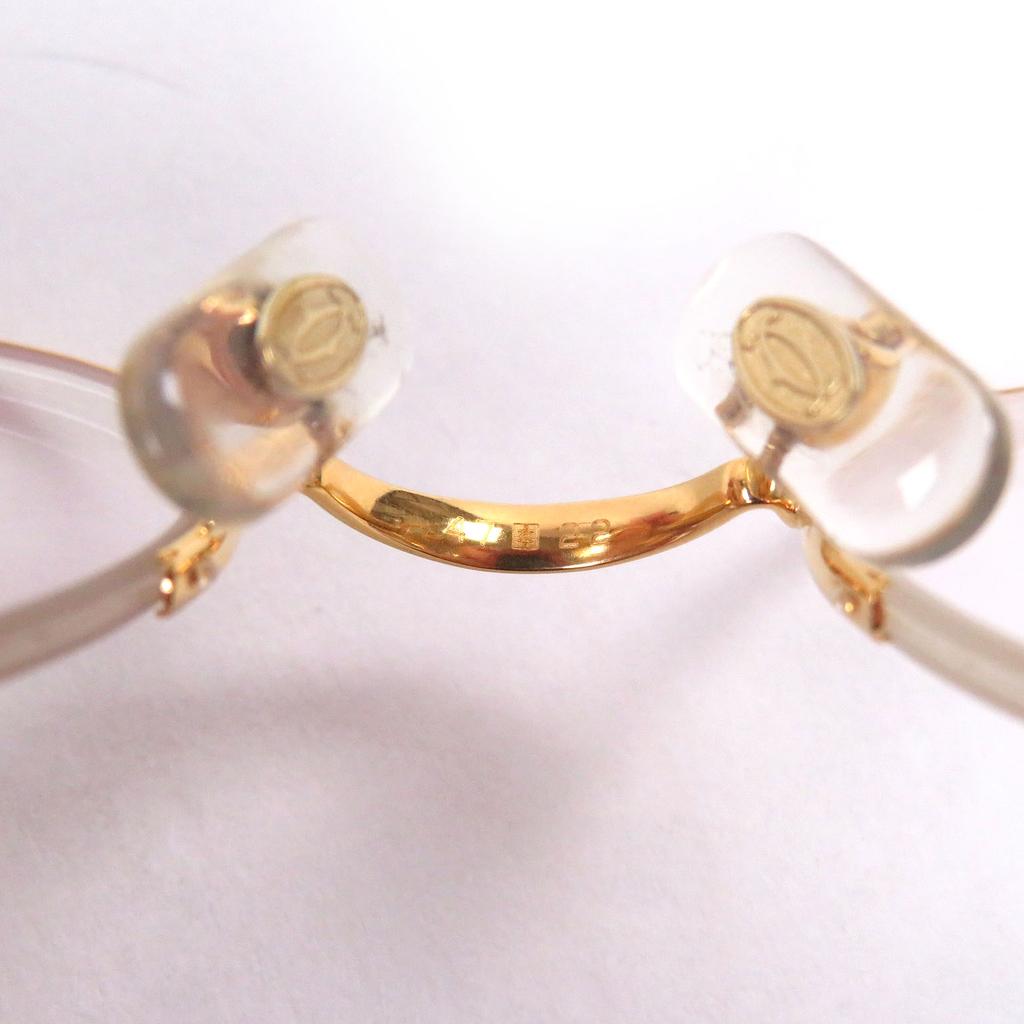 Very Good Cartier Glasses Trinity Half-Rim Round Frame Gold Used