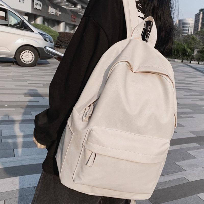 PU soft leather schoolbag female Japanese college students leisure travel backpack male fashion large capacity leisure computer backpack