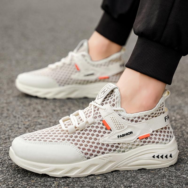 Fashion Mens Shoes Summer Breathable Sneakers Fashion Men's Sandals Casual Sports Lightweight Walking Mesh Shoes Mens Cheap Beige