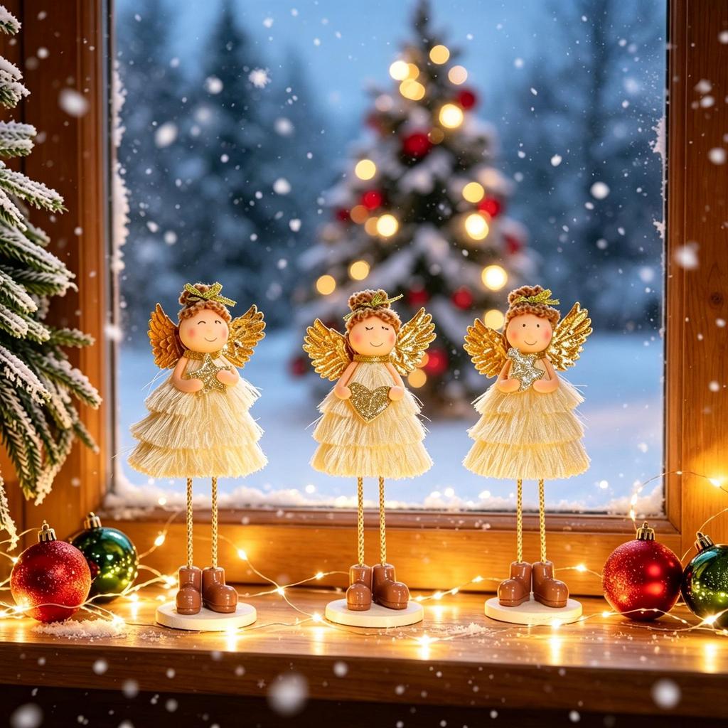 Christmas New Year Angel Girl Desktop Ornament - Festive Decoration