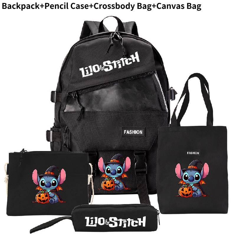 Stylish And Versatile Stitch Backpack Set With Four Unique Pieces For Students